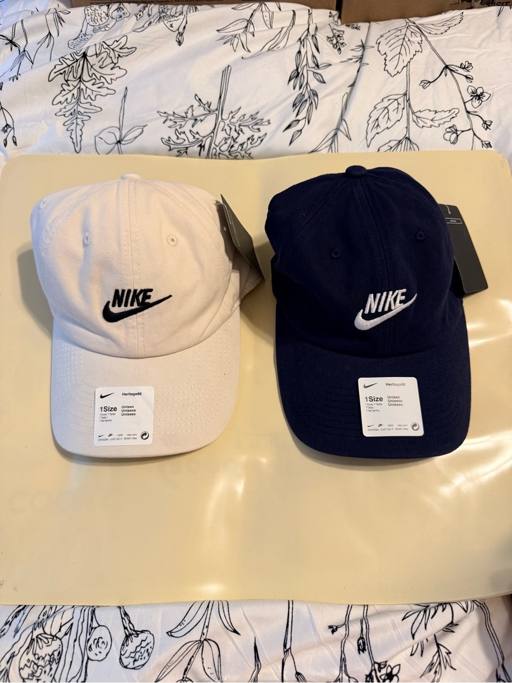 Nike Baseball Cap Duo — White and Navy Embroidered Swoosh